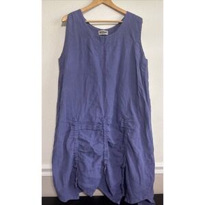 La Bass Germany Avant-garde Balloon Dress Purple Linen lagenlook Womens O/S READ